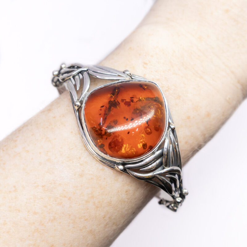 Sterling Silver Amber Bangle 925 #61255-14