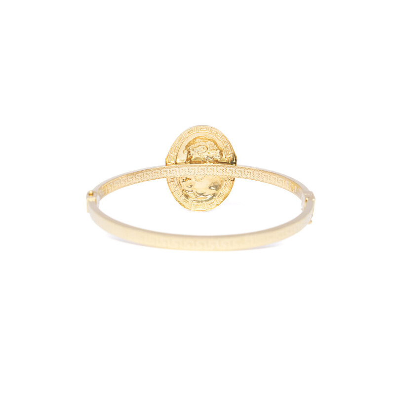 18ct Yellow Gold Cameo Meander Bangle 60mm #61259