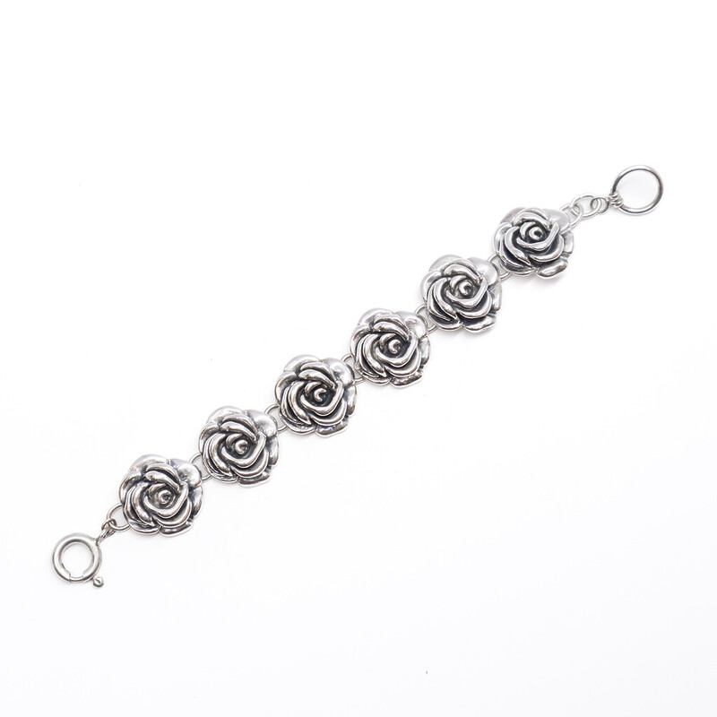 Sterling Silver Roses Bracelet 17.5cm #61600