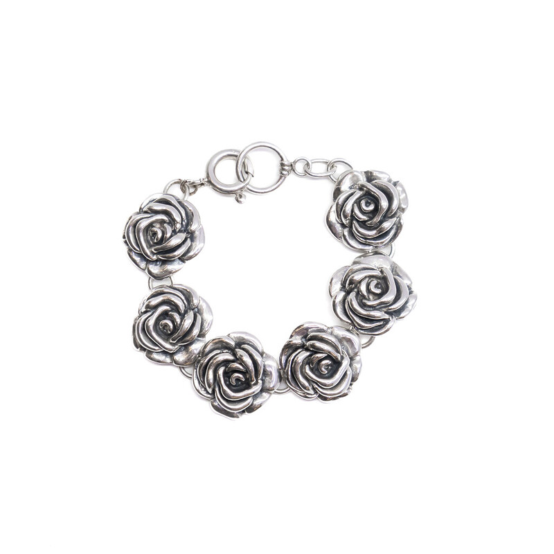 Sterling Silver Roses Bracelet 17.5cm #61600