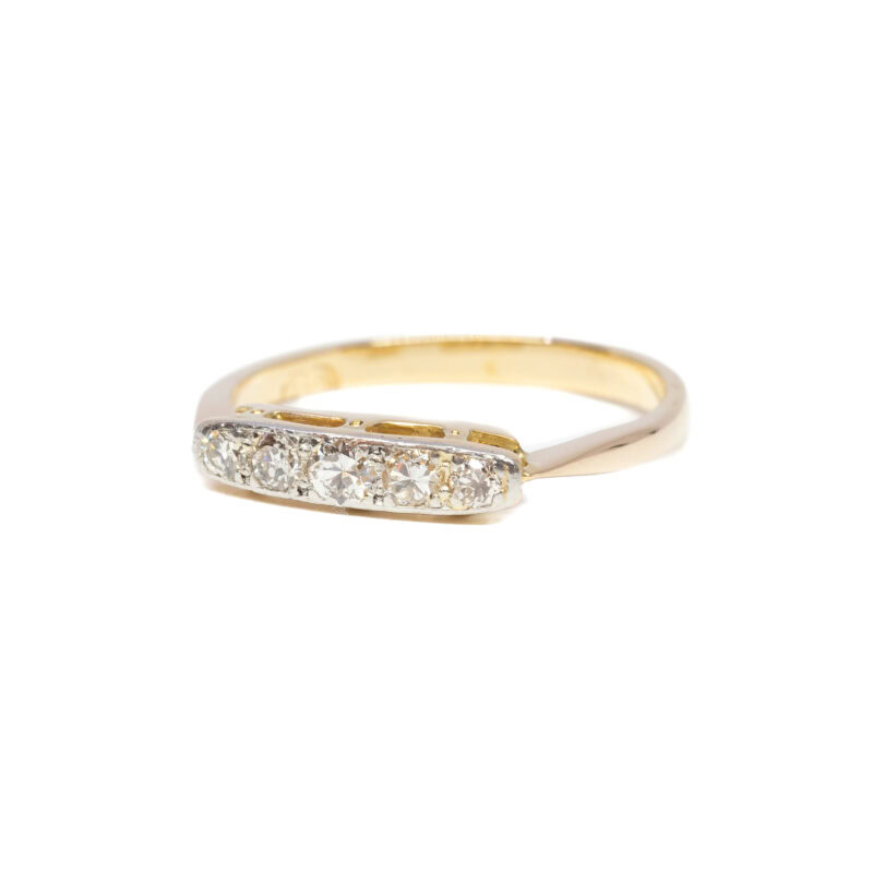 18ct Vintage Yellow Gold Diamond Bridge-Style Ring Size N 1/2 #3666-1