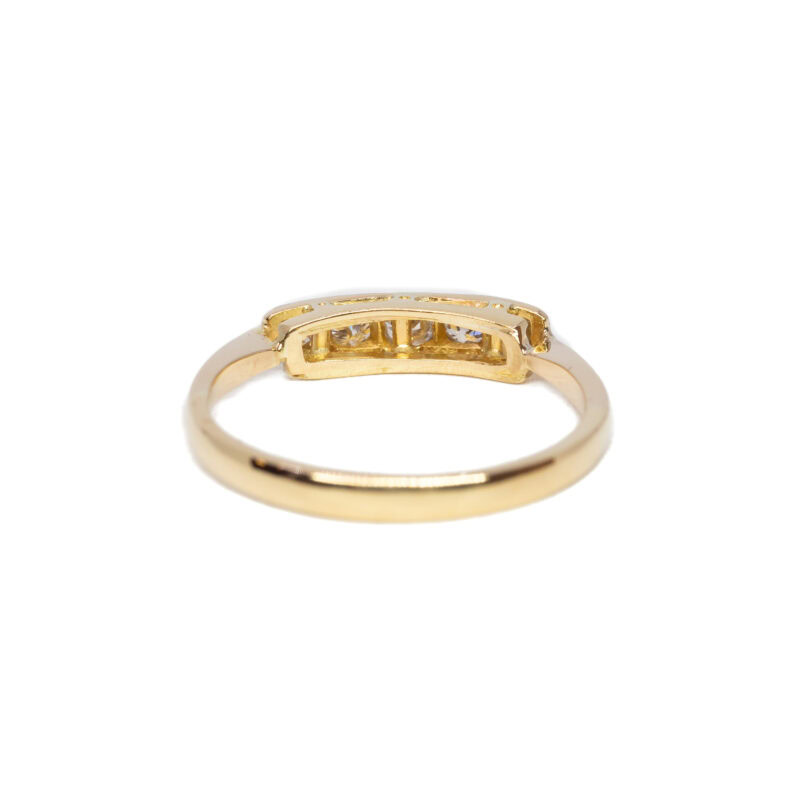 18ct Vintage Yellow Gold Diamond Bridge-Style Ring Size N 1/2 #3666-1