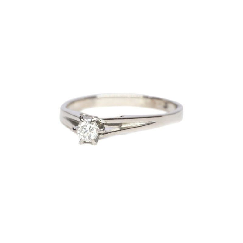 18ct White Gold Solitaire Round Diamond Ring Size J #9205-4