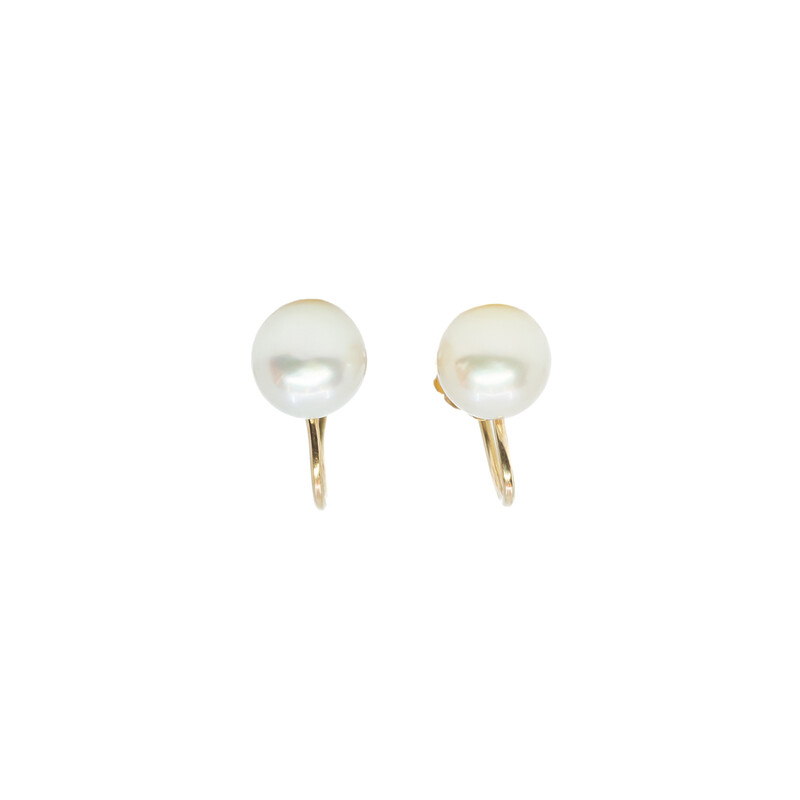 Vintage 9ct Yellow Gold Pearl Clip-On / Screw-On Earrings #8521-2