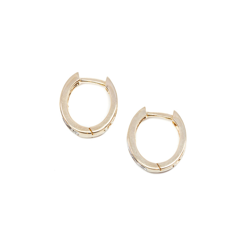 9ct Yellow Gold Diamond Hoop Earrings #61301