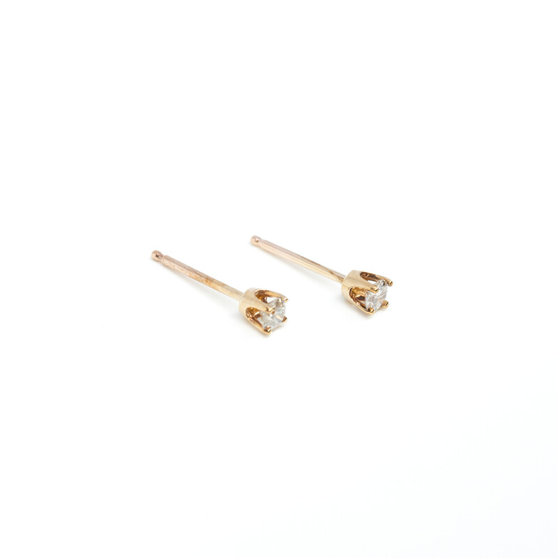 9ct Yellow Gold Diamond Stud Earrings 0.1ct TDW #2781-1