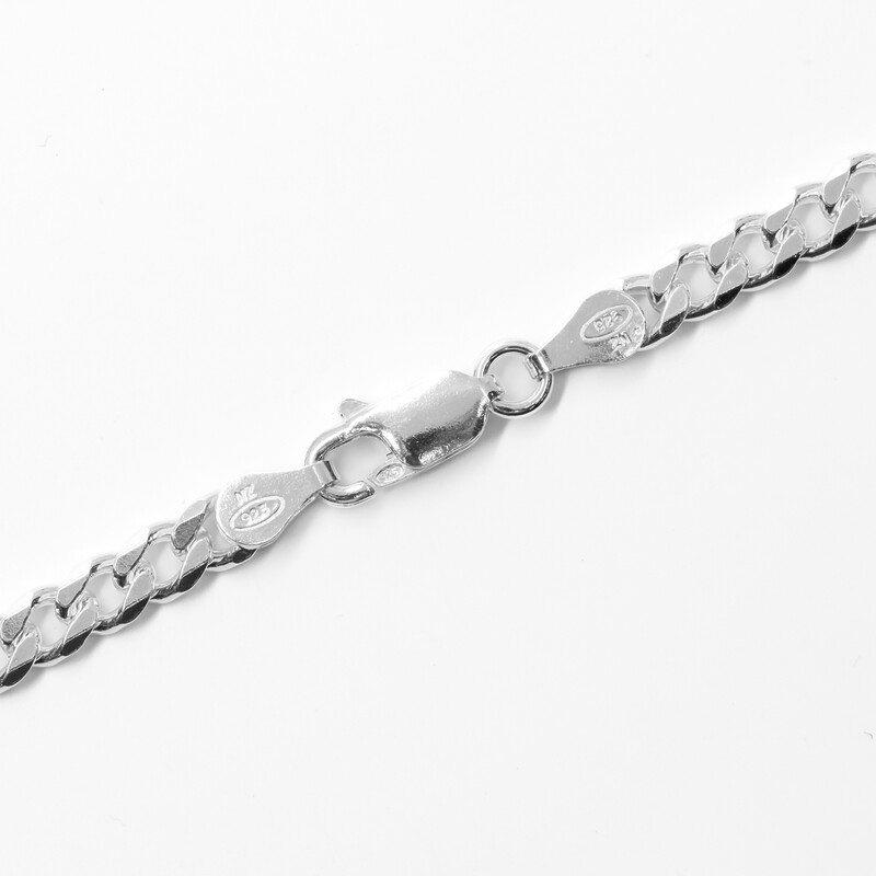 *New* Sterling Silver Bevelled Curb Diamond Cut Chain 55cm #61667