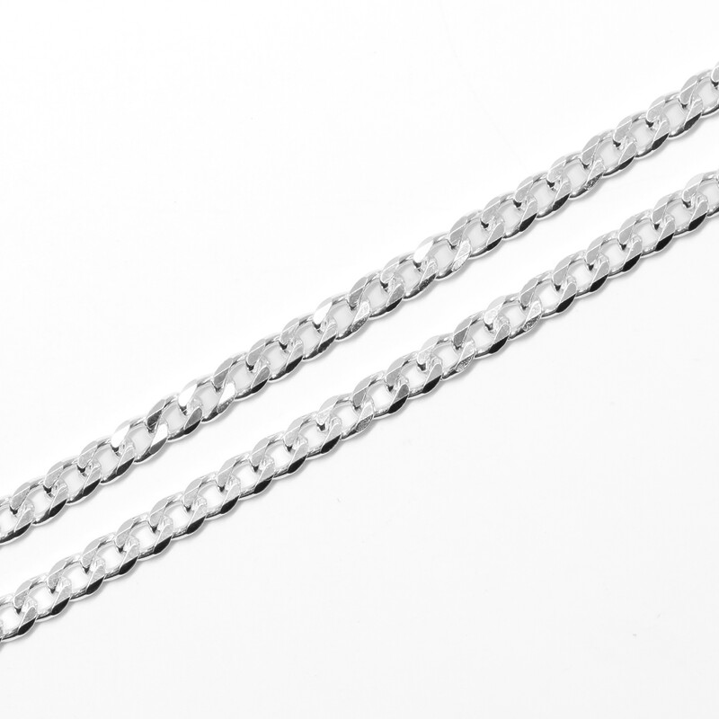 *New* Sterling Silver Bevelled Curb Diamond Cut Fine Chain Necklace 50cm #61663