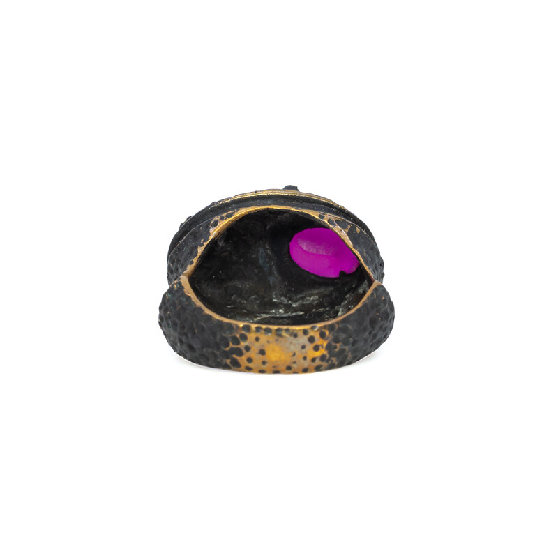 Ruby & Brass Ring Size R 1/2 #60453