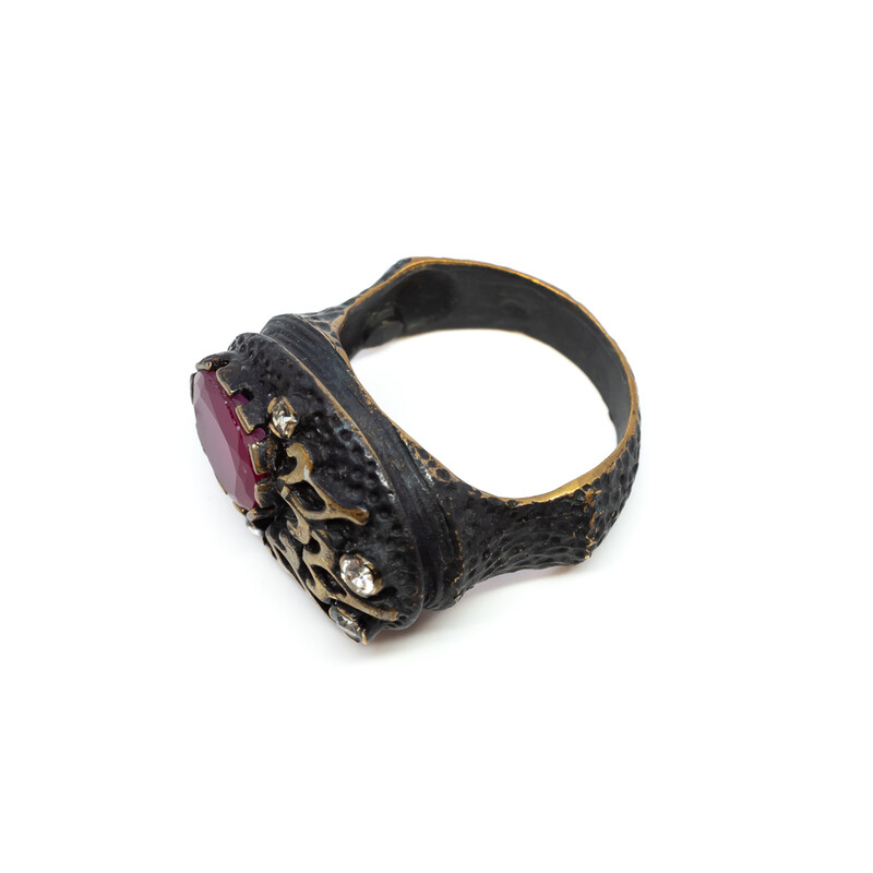 Ruby & Brass Ring Size R 1/2 #60453