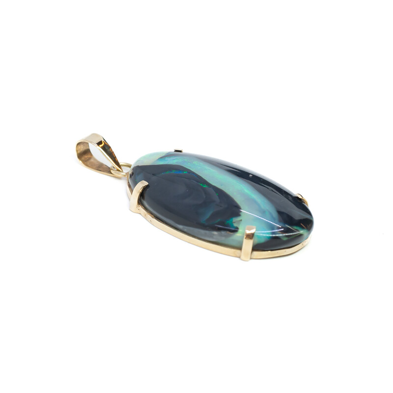 14ct Yellow Gold 11.75ct Lightning Ridge Opal Pendant Val $1000 #60814