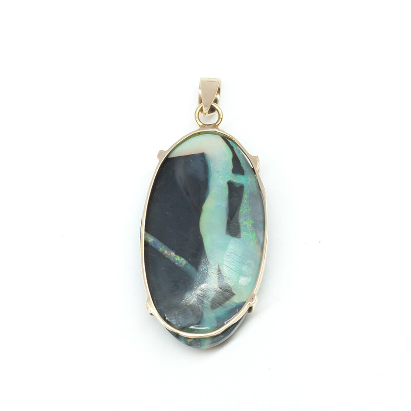 14ct Yellow Gold 11.75ct Lightning Ridge Opal Pendant Val $1000 #60814