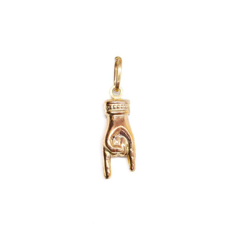 9ct Yellow Gold Italian Hand Mano Cornuto Charm #8940-1