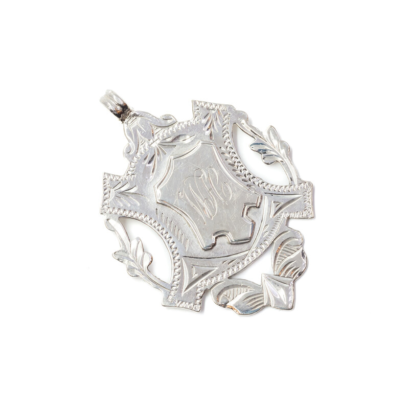 Antique Sterling Silver Shield Pendant Circa 1903 Birmingham - George Loveridge #8921-3
