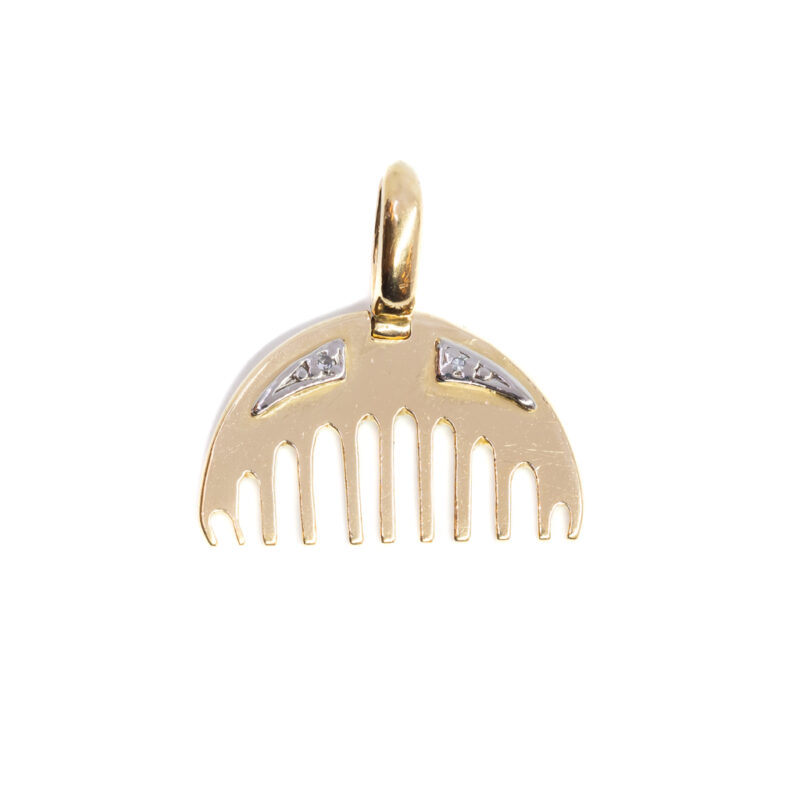 18ct Yellow Gold Comb Diamond Charm / Pendant #58947-2