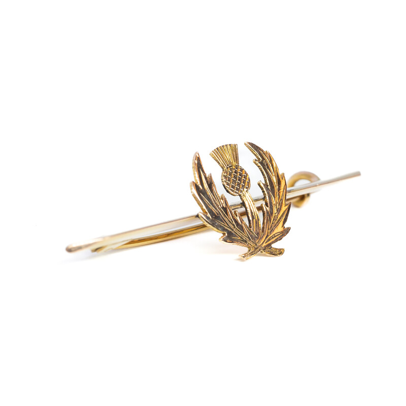 9ct Yellow Gold Scottish Thistle Brooch #60979