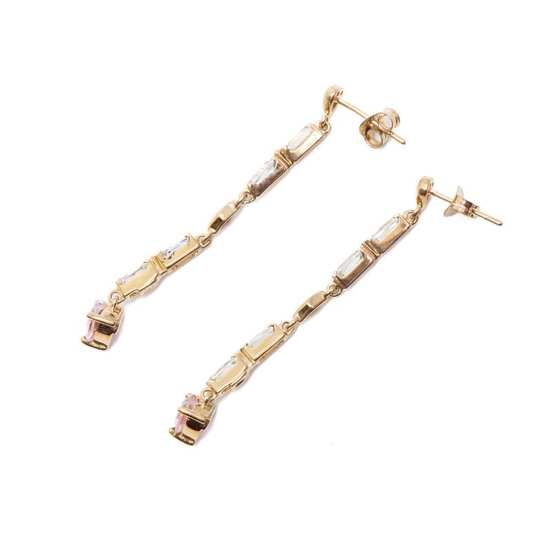 9ct Yellow Gold CZ Dangling Earrings #4720-6