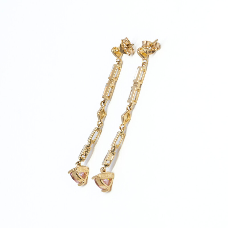 9ct Yellow Gold CZ Dangling Earrings #4720-6