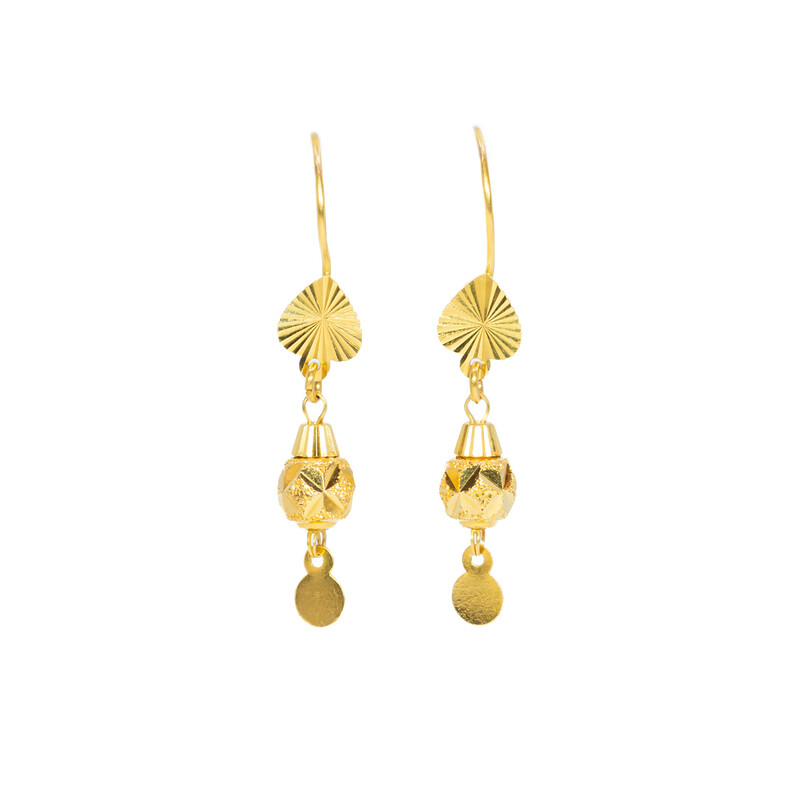 21ct Yellow Gold Dangle Drop Earrings #61572