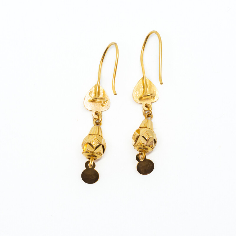 21ct Yellow Gold Dangle Drop Earrings #61572
