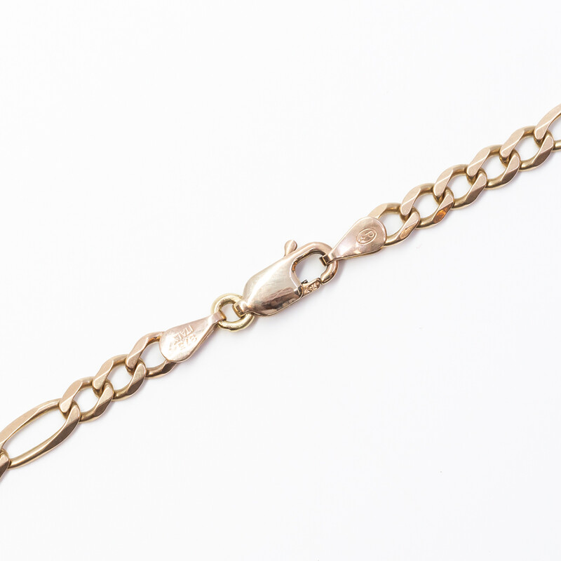 9ct Yellow Gold Figaro Link Chain Necklace 52cm #60514