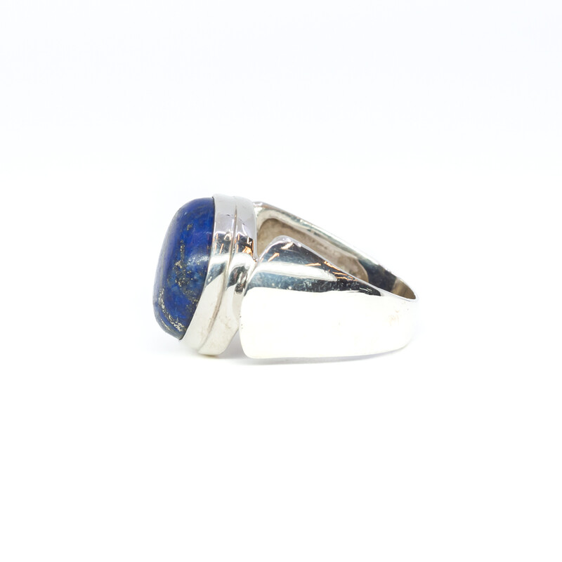 Sterling Silver Cabochon Lapis Lazuli Ring Size O #61086