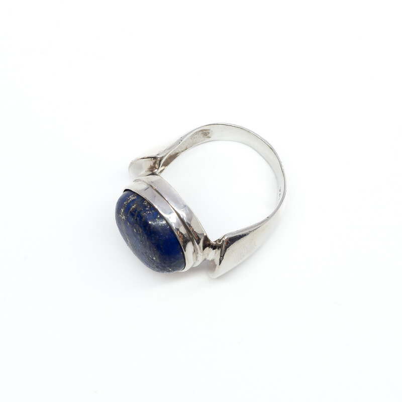 Sterling Silver Cabochon Lapis Lazuli Ring Size O #61086