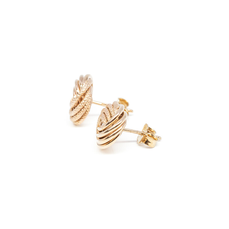 9ct Yellow Gold Swirl Knot Stud Earrings #61800