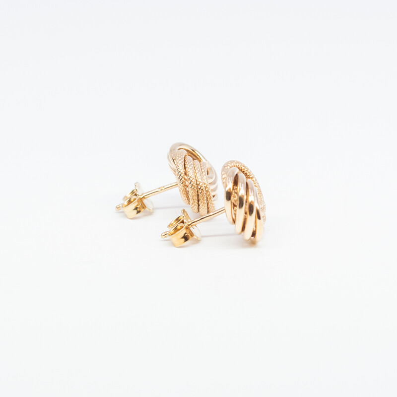 9ct Yellow Gold Swirl Knot Stud Earrings #61800