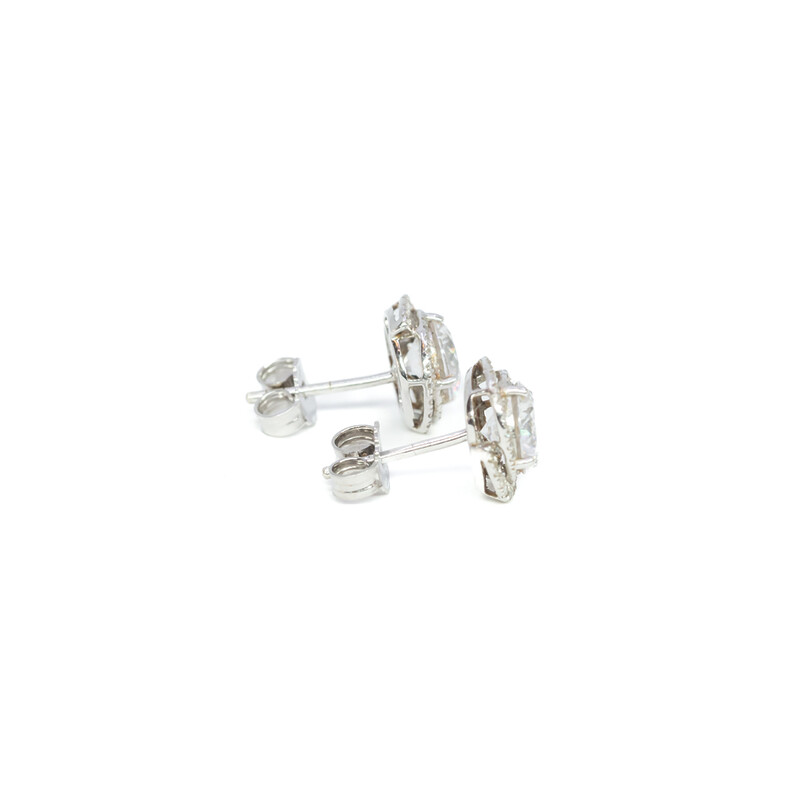 10ct White Gold CZ Halo Stud Earrings #57423