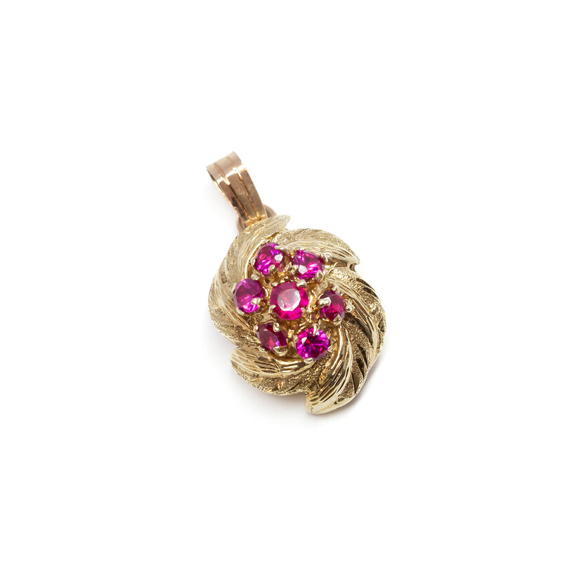 18ct Yellow Gold Synthetic Ruby Pendant #61425