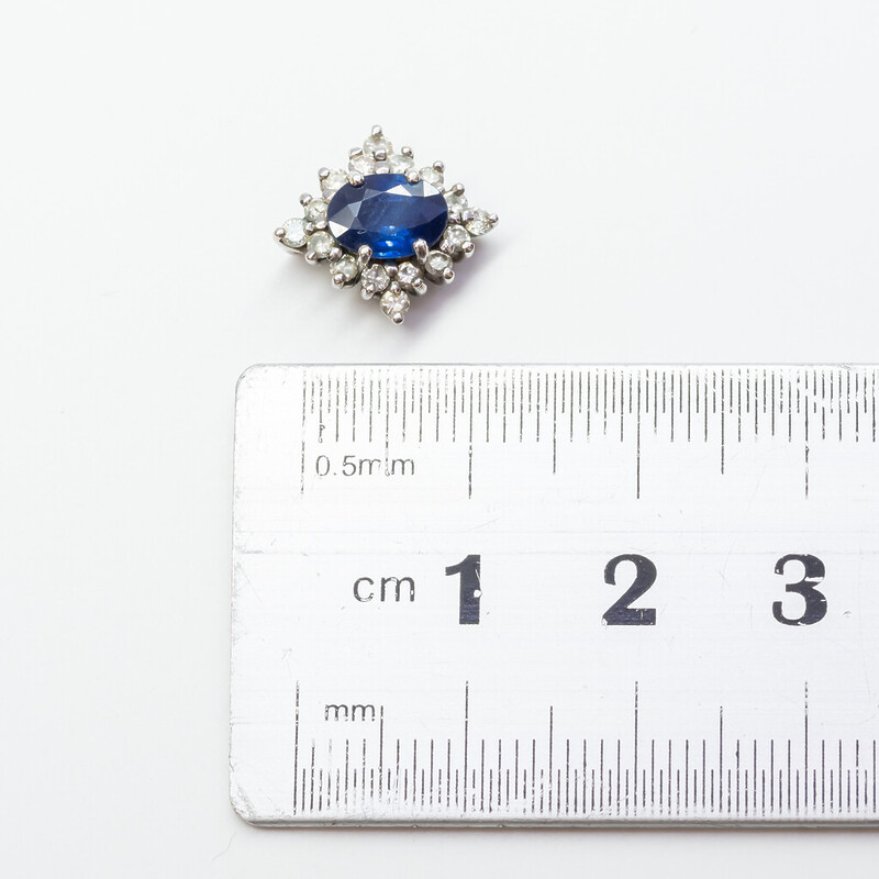 18ct White Gold Oval Sapphire & Diamond Pendant #58497-1