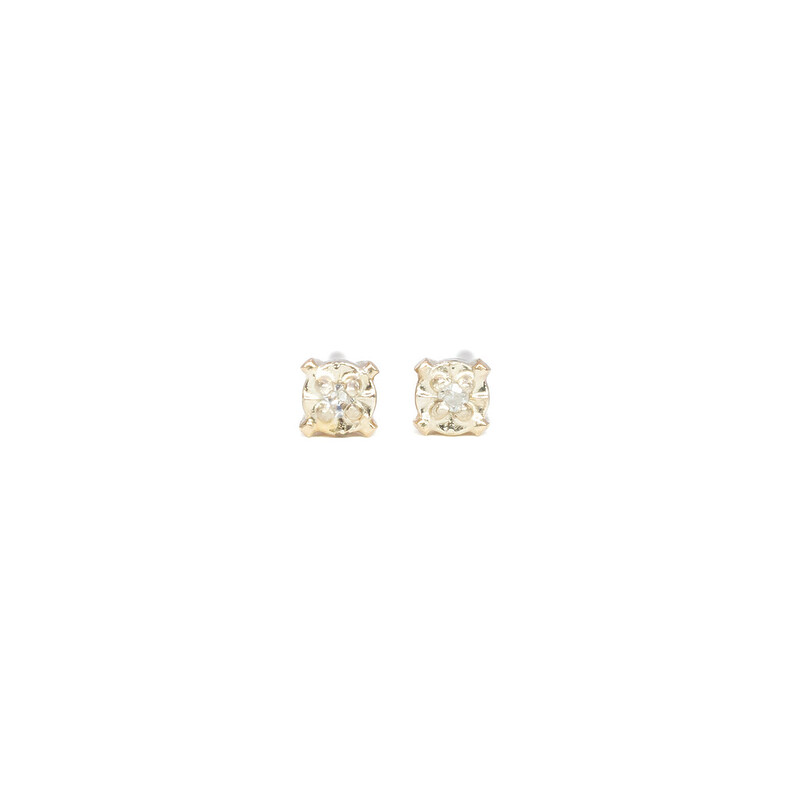 9ct Yellow Gold Diamond Stud Earrings 375 #61799