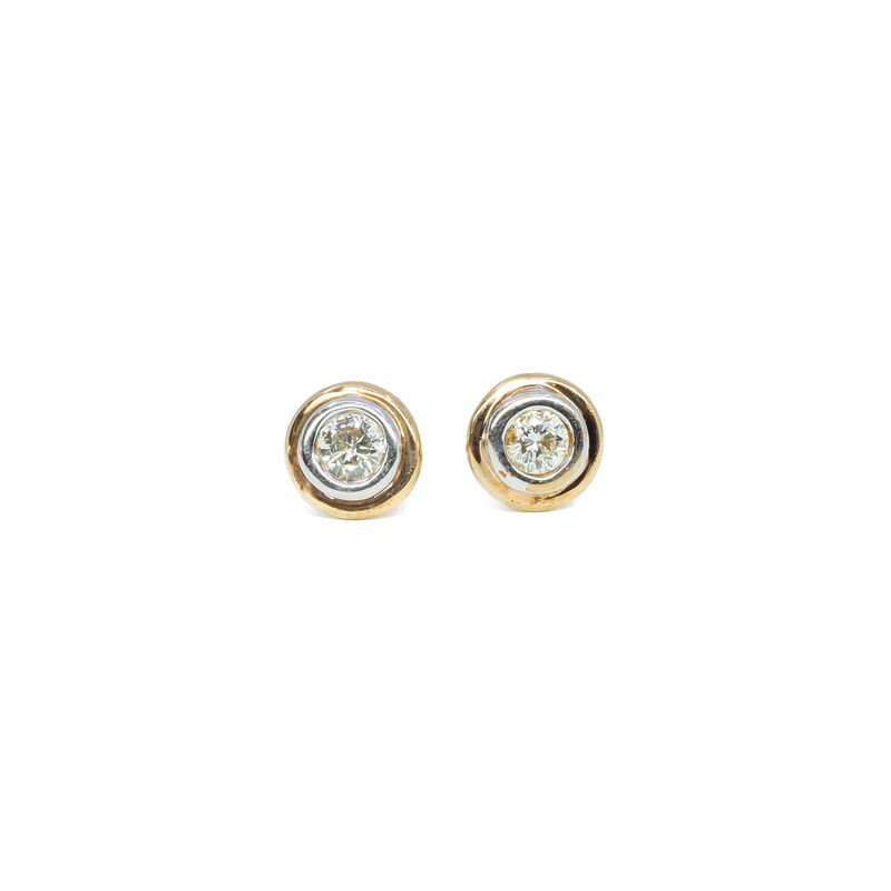 9ct Two Tone Gold Diamond Stud Earrings 0.30ct TDW #61805