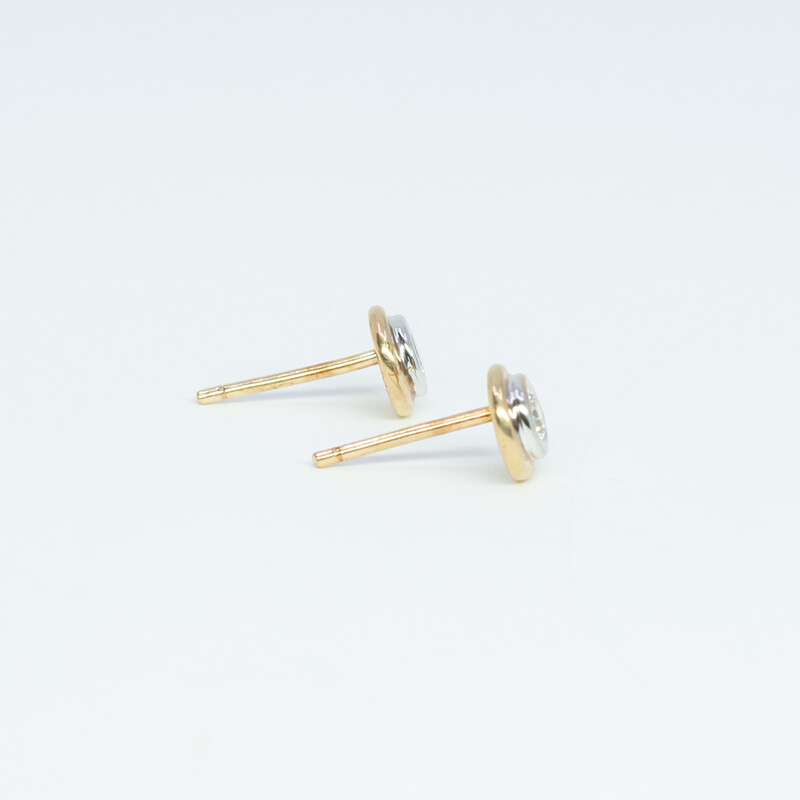 9ct Two Tone Gold Diamond Stud Earrings 0.30ct TDW #61805