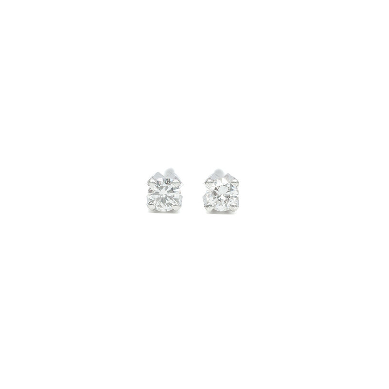 9ct White Gold Small Round Brilliant Diamond Stud Earrings #17041