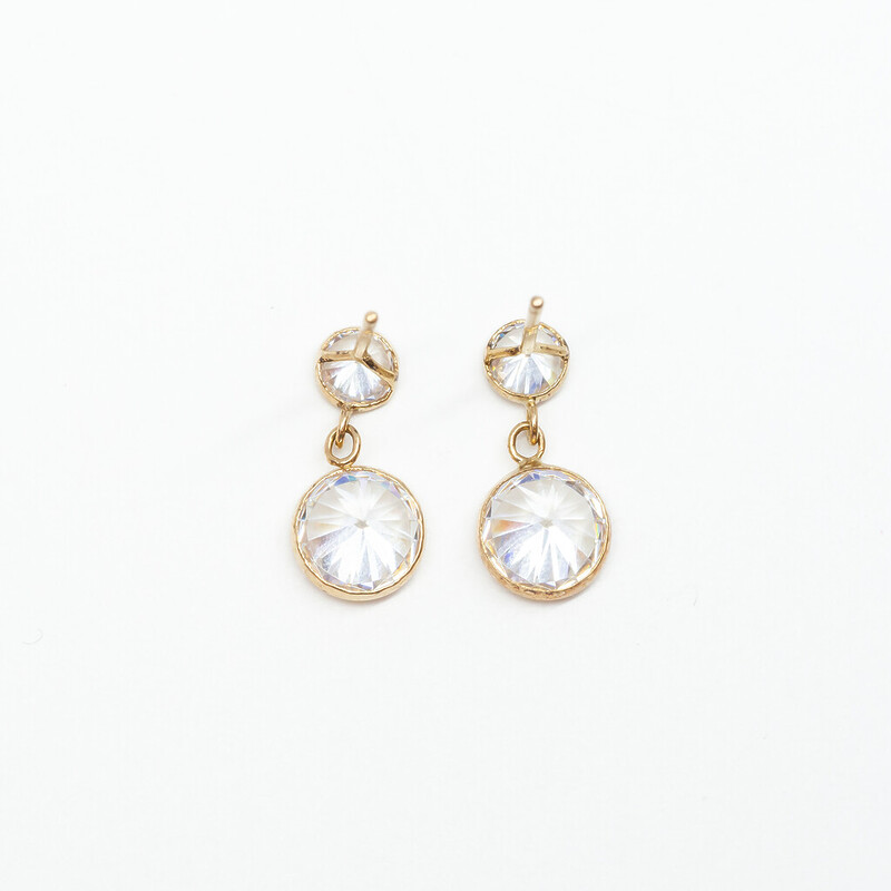 9ct Yellow Gold Round CZ Drop Earrings #61802