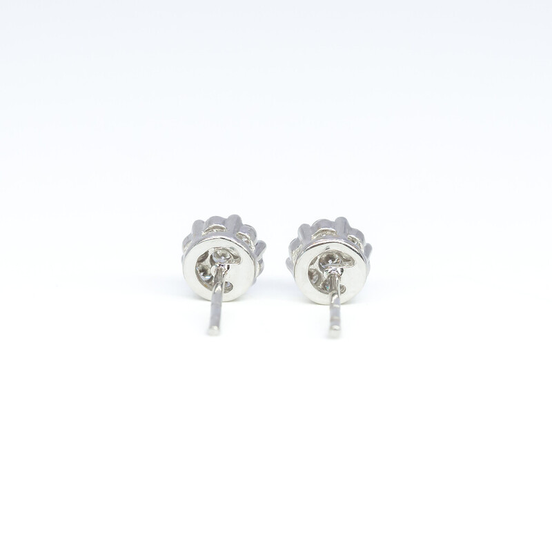 10ct White Gold Diamond Cluster Stud Earrings #13652