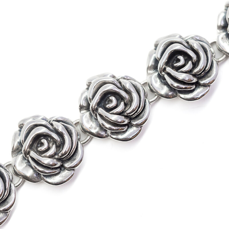 Sterling Silver Roses Bracelet 17.5cm #61600