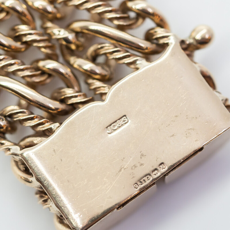 Heavy Vintage 9ct Gold Double Bracelet c/1960 Birmingham 80.8 grams #60991
