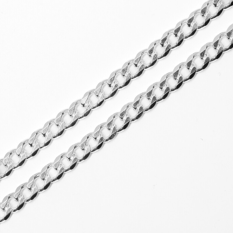 *New* Sterling Silver Bevelled Curb Diamond Cut Chain 55cm #61667