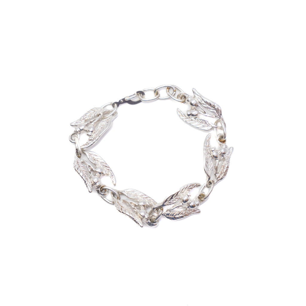 Sterling Silver Gumnut & Gum Leaf Bracelet 17cm #61601