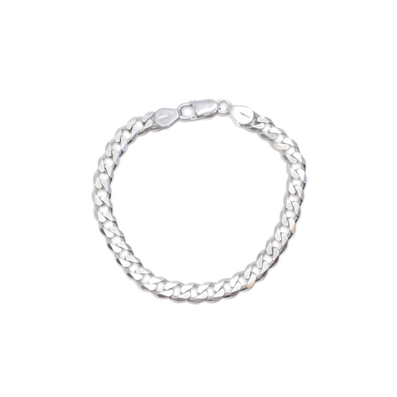 Heavy Sterling Silver Curb Link Bracelet 21cm #60982