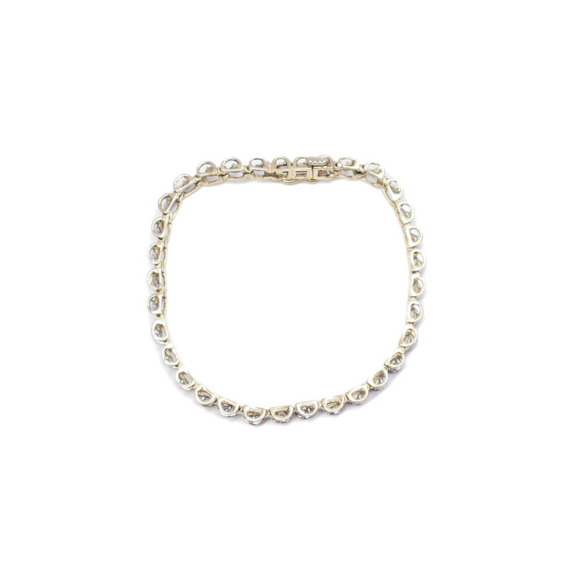 9ct 2-Tone Gold Diamond Tennis Bracelet 15cm#6068-2