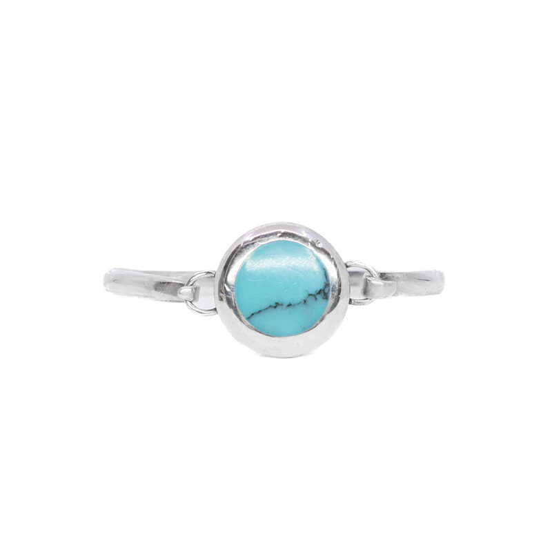 Sterling Silver Turquoise Hinged Bangle 55mm #60147
