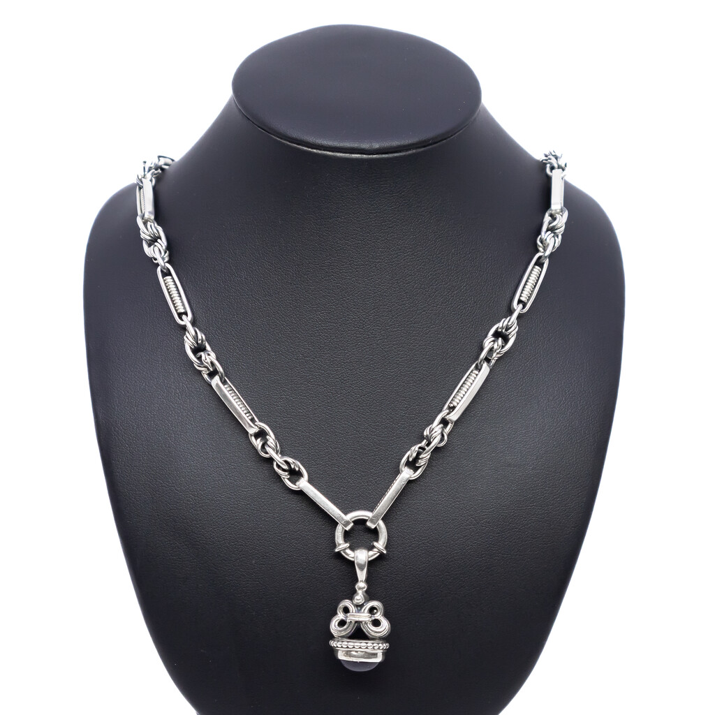 Sterling Silver Amethyst Seal Pendant & Necklace 51cm #61797