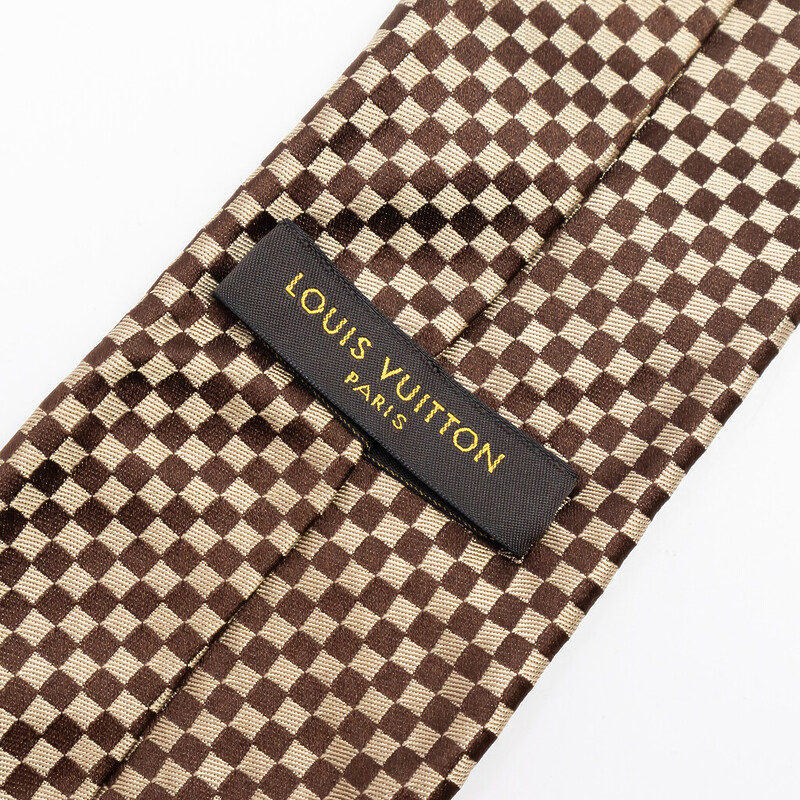 Louis Vuitton Silk Tie Brown Check Pattern - in Box #62137
