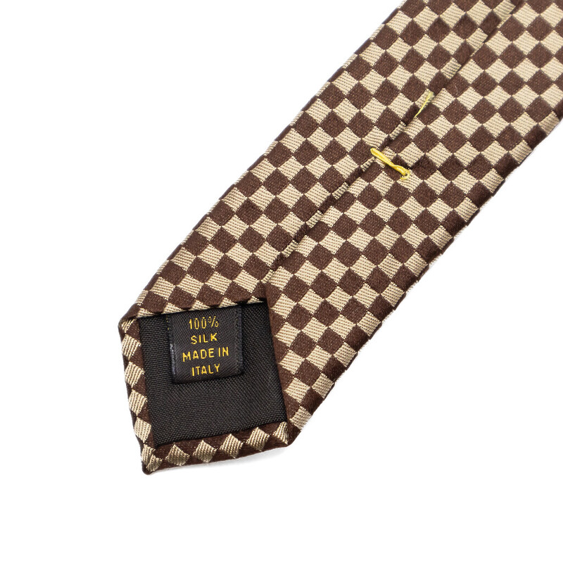 Louis Vuitton Silk Tie Brown Check Pattern - in Box #62137