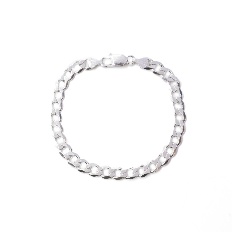 Sterling Silver Curb Link Chain Bracelet 21cm #61835