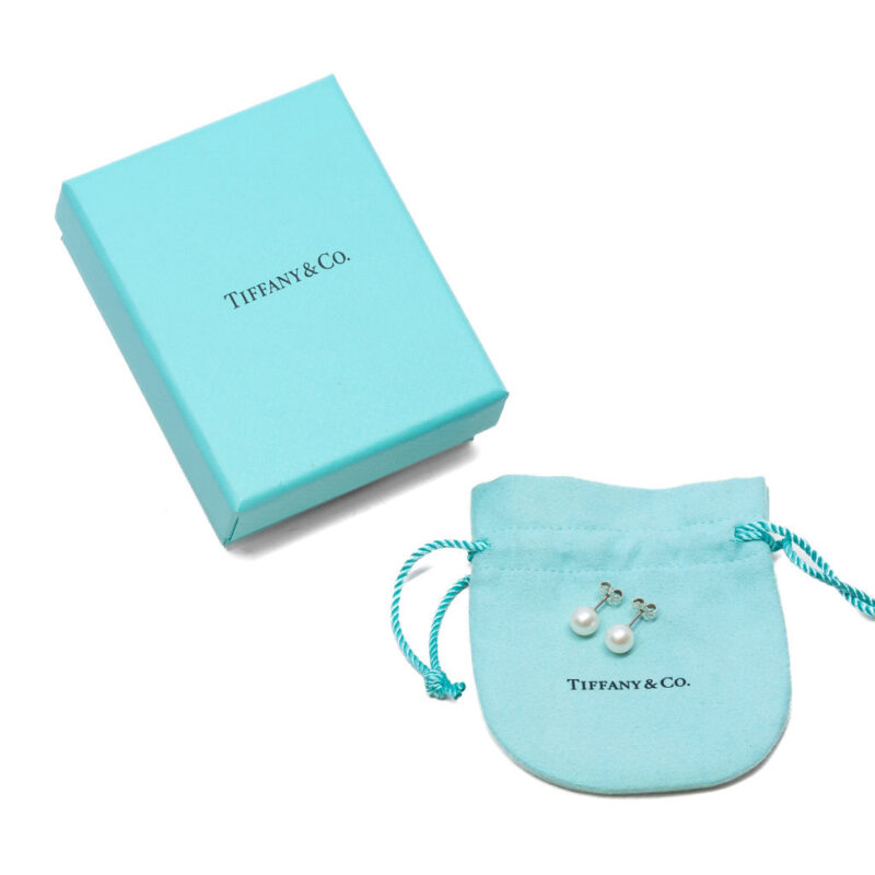 Tiffany & Co Silver Pearl Earrings Ziegfeld Collection RRP$605 AG925 in Box / Pouch #61540